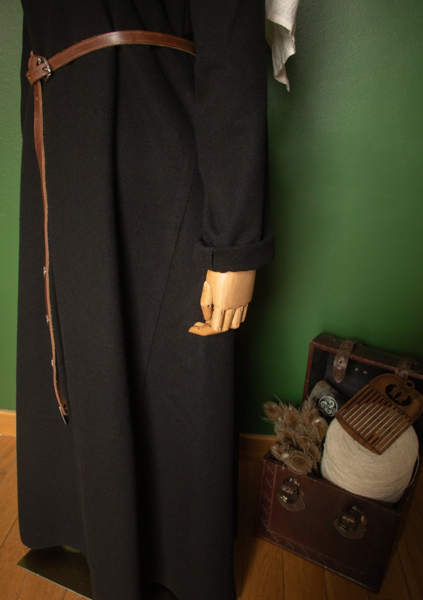 Medieval Black Wool Dress - Size M/XL