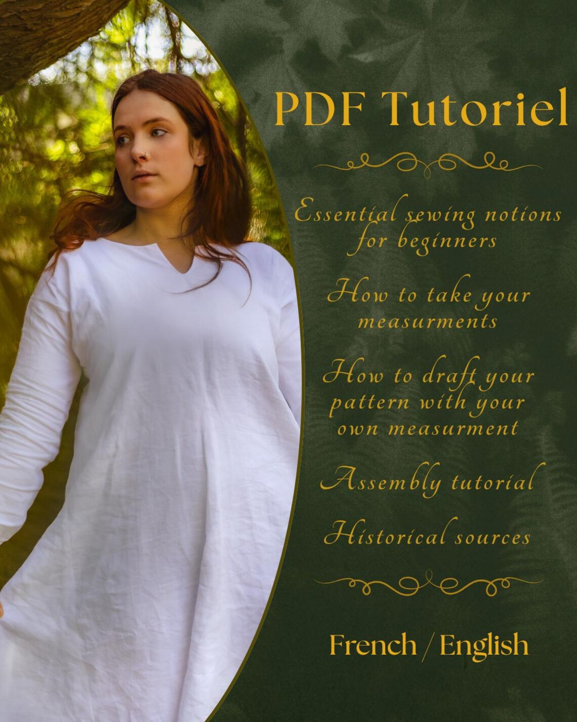 PDF Tutorial Drafting & Sewing Viking Serk Kirtle Women Underdress and Dress