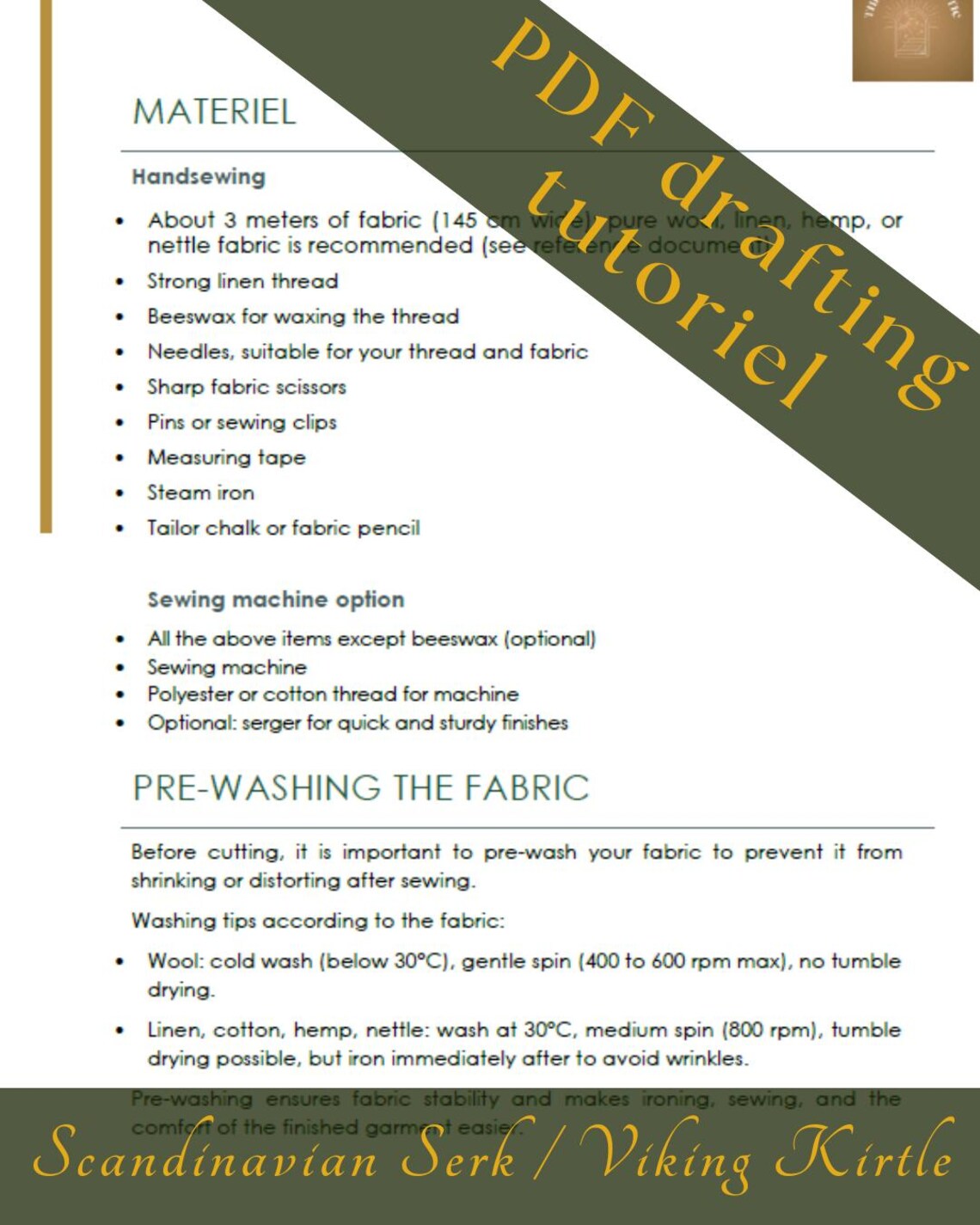 PDF Tutorial Drafting & Sewing Viking Serk Kirtle Women Underdress and Dress